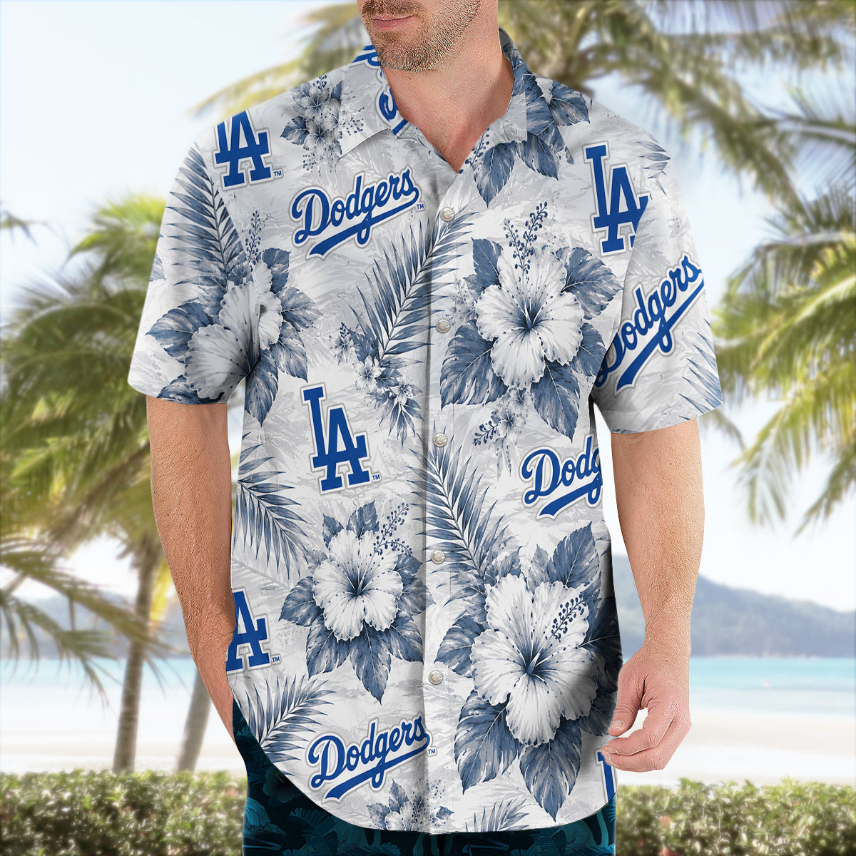 Los Angeles Dodgers Grey Floral Island Hawaiian Shirt 7 Los Angeles Dodgers Grey Floral Island Hawaiian Shirt 3
