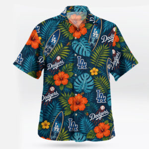 Los Angeles Dodgers Tropical Surfboard Floral Hawaiian Shirt