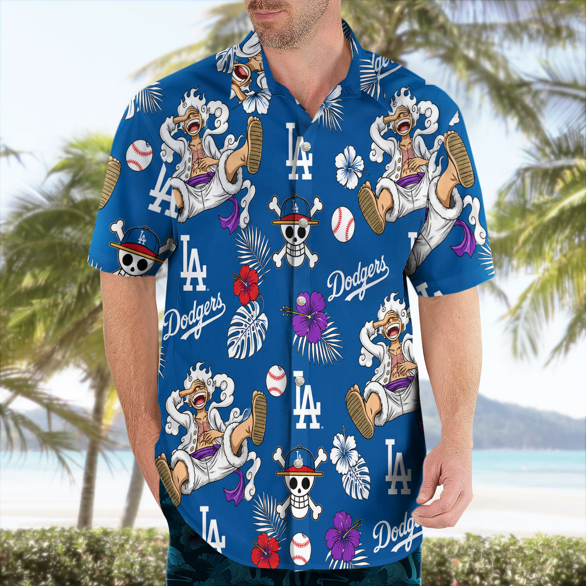 Luffy Gear 5 LA Dodgers Hawaiian Shirt 7 Luffy Gear 5 Dodgers Hawaiian Shirt 1