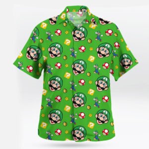Luigi Super Mario Hawaiian Shirt Retro Game Pattern