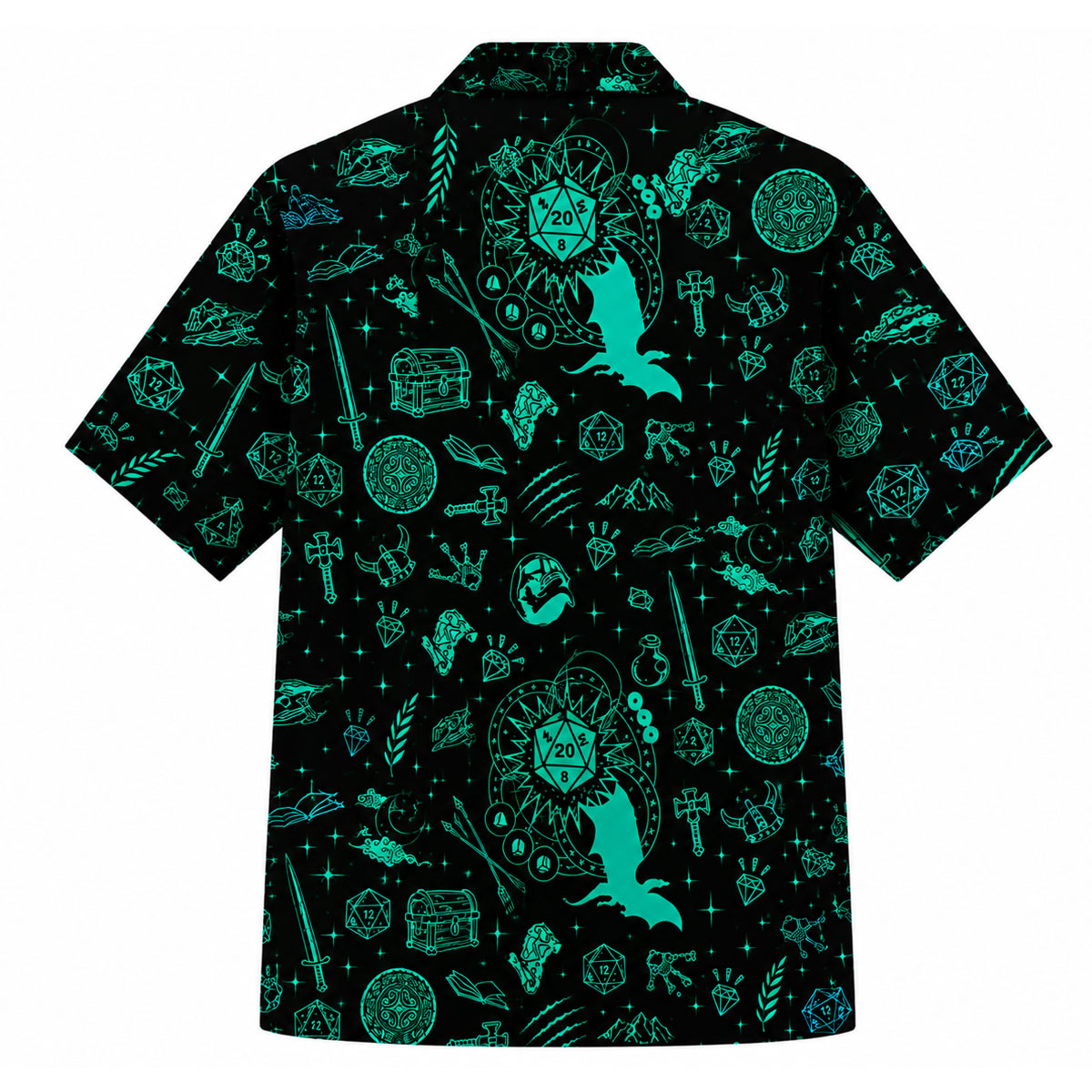 Neon DND Dragon Dice Fantasy Hawaiian Shirt 3 Neon DND Dragon Dice Fantasy Hawaiian Shirt - Image 3