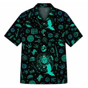 Neon DND Dragon Dice Fantasy Hawaiian Shirt
