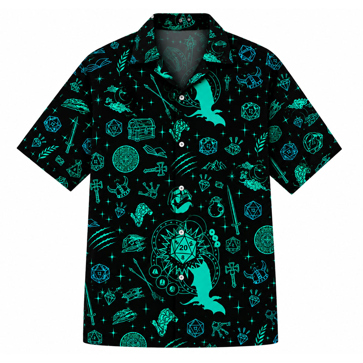 Neon DND Dragon Dice Fantasy Hawaiian Shirt 6 Neon DND Dragon Dice Fantasy Hawaiian Shirt 2