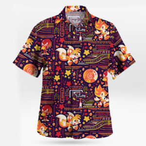 Neon Orange Retro Tails Stardust Speedway Sonic Hawaiian Shirt