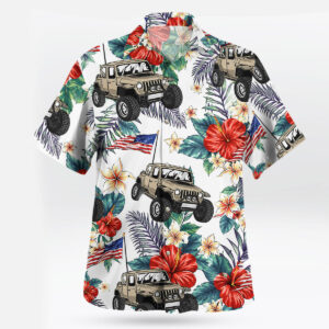 Patriotic Jeep Tropical Hibiscus Hawaiian Shirt