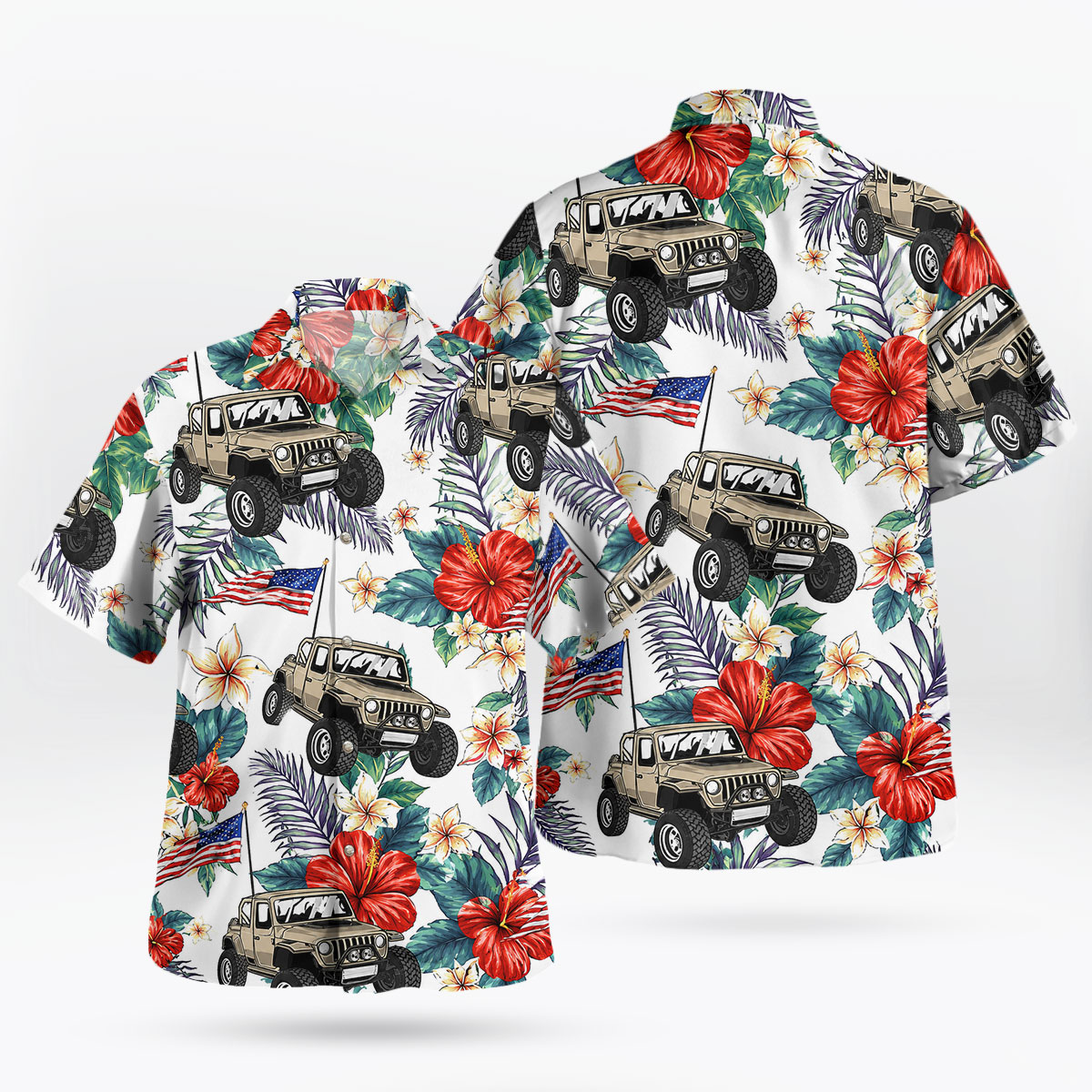 Patriotic Jeep Tropical Hibiscus Hawaiian Shirt 7 Patriotic Jeep Tropical Hibiscus Hawaiian Shirt 2
