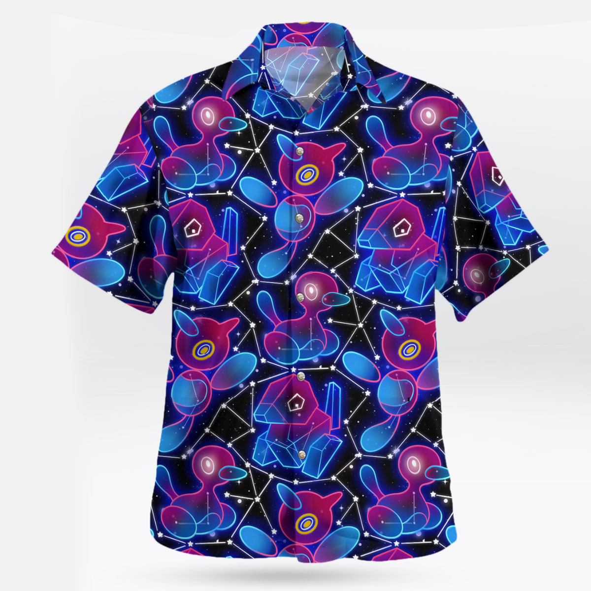 Porygon Porygon2 Neon Galaxy Pokémon Hawaiian Shirt 7 Porygon Porygon2 Neon Galaxy Pokemon Hawaiian Shirt 1