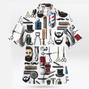 Retro Barber Tools Pattern Hawaiian Shirt