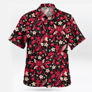Scizor Red Floral Pattern Pokemon Hawaiian Shirt