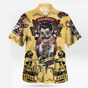Skull Barber Shop Vintage Hawaiian Shirt