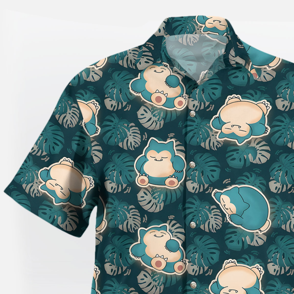 Snorlax Tropical Leaf Pokemon Hawaiian Shirt Blue Green 4