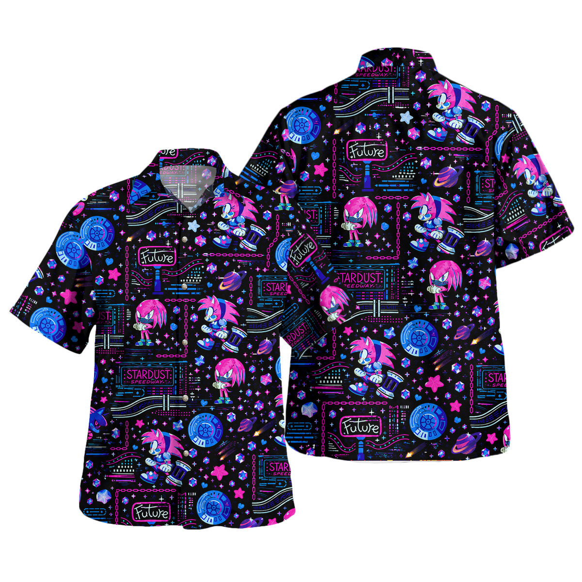 Sonic Amy Stardust Speedway Neon Future Hawaiian Shirt 4 Sonic Amy Stardust Speedway Neon Future Hawaiian Shirt - Image 4