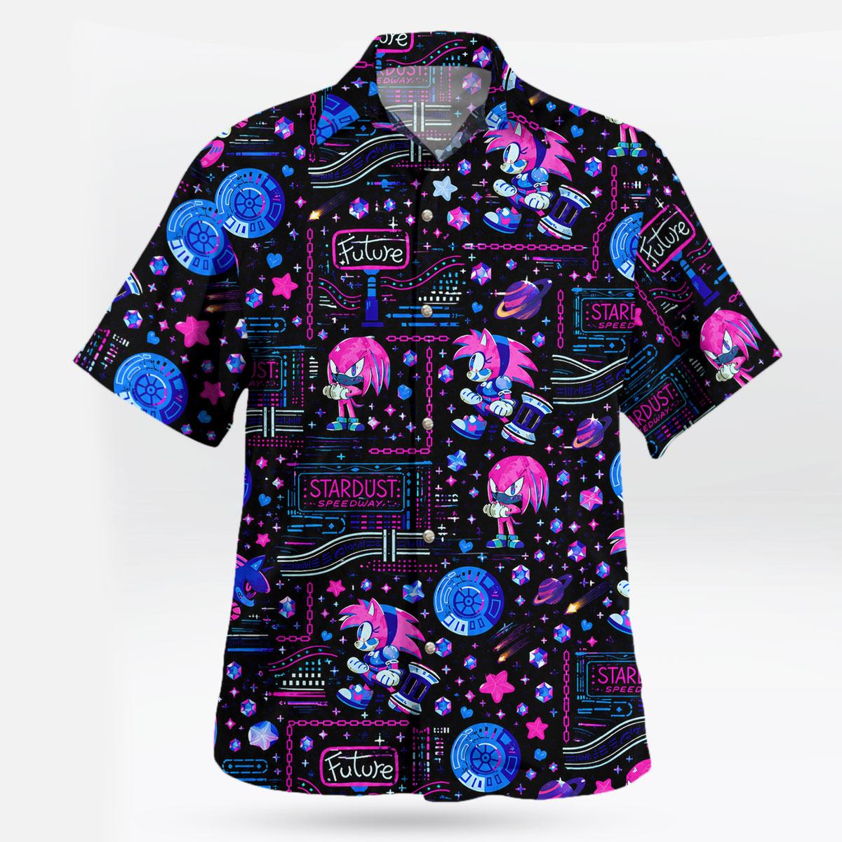 Sonic Amy Stardust Speedway Neon Future Hawaiian Shirt 1 Sonic Amy Stardust Speedway Neon Future Hawaiian Shirt