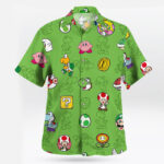 Yoshi Super Mario Hawaiian Shirt Nintendo Game Pattern