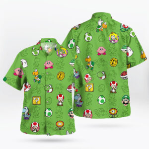Yoshi Super Mario Hawaiian Shirt Nintendo Game Pattern 3