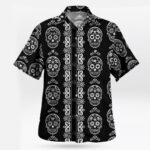 Black White Sugar Skull Pattern Hawaiian Shirt