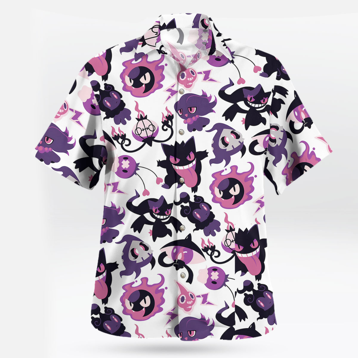 Gengar & Ghost Pokemon Chibi Pattern Hawaiian Shirt 7 Gengar Ghost Pokemon Chibi Pattern Hawaiian Shirt 4