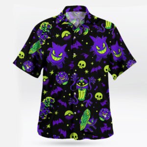 Gengar Neon Halloween Hawaiian Shirt