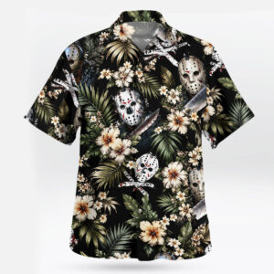 Halloween Jason Voorhees Tropical Floral Hawaiian Shirt