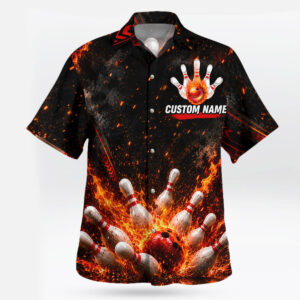 Personalized Fire Bowling Hawaiian Shirt