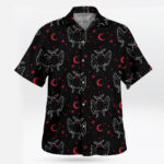 Mothman Moonlight Hawaiian Shirt Black Tropical Button-Up