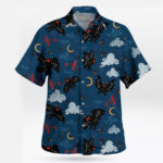 Mothman Night Sky Hawaiian Shirt Blue Tropical Button-Up