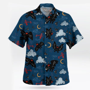 Mothman Night Sky Hawaiian Shirt Blue Tropical Button-Up