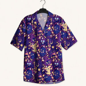 Pokemon Ghost Type Floral Purple Hawaiian Shirt