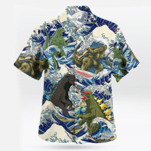 Godzilla Evolution Great Wave Japanese Hawaiian Shirt