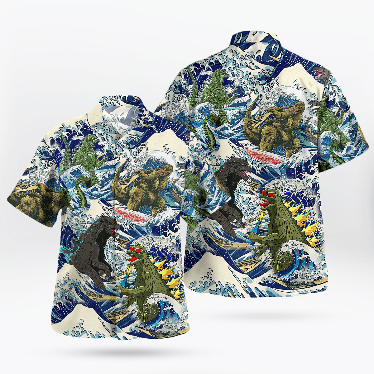 Godzilla Evolution Great Wave Japanese Hawaiian Shirt 9 Godzilla Evolution Great Wave Japanese Hawaiian Shirt 4