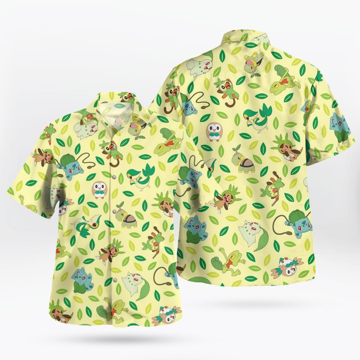 Grass Type Starter Pokémon Hawaiian Shirt 3 Grass Type Starter Pokemon Hawaiian Shirt