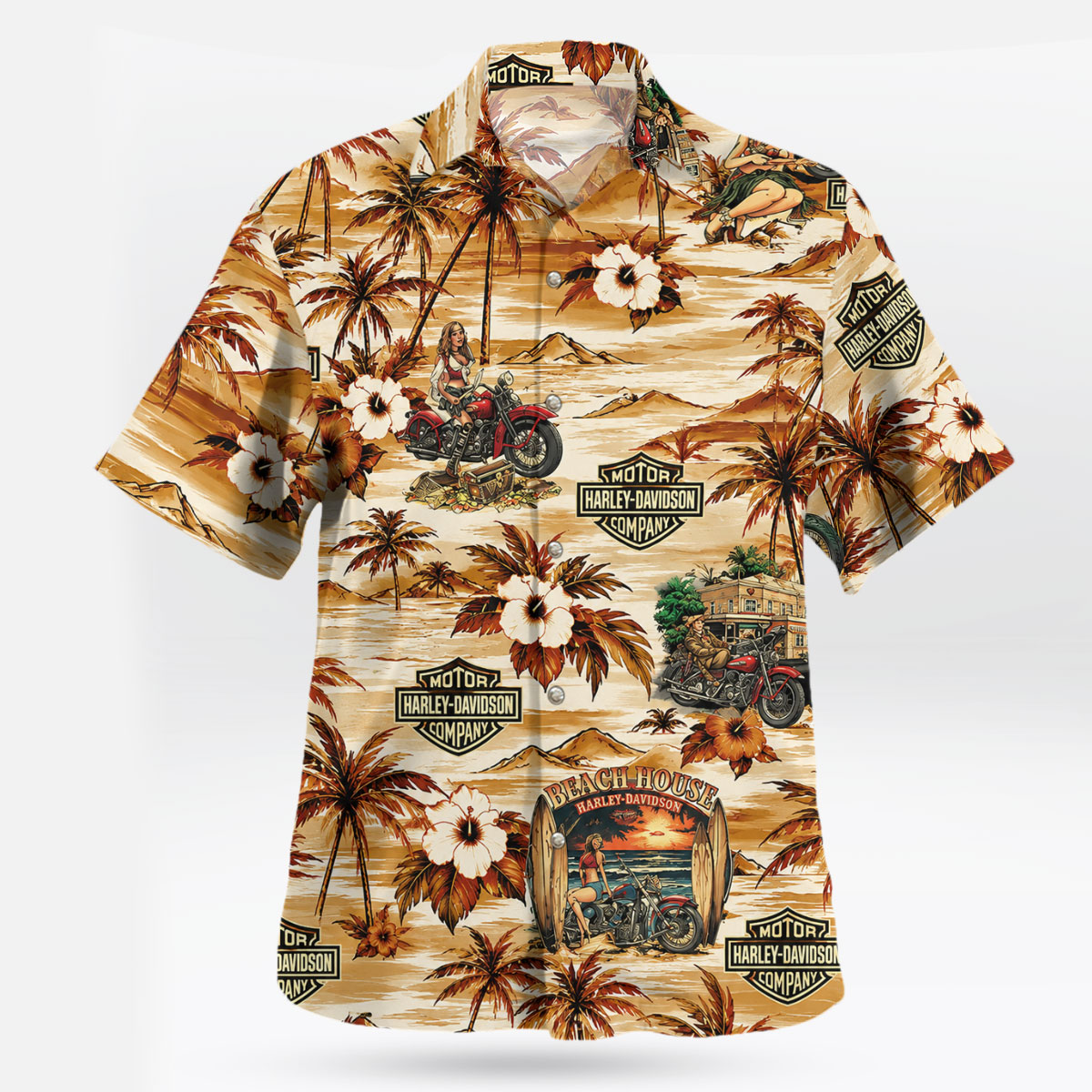 Harley Davidson Beach House Vintage Hawaiian Shirt 7 Harley Davidson Beach House Vintage Hawaiian Shirt 3