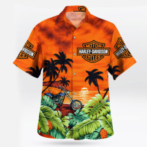 Harley Davidson Motorcycle Sunset Hawaiian Shirt