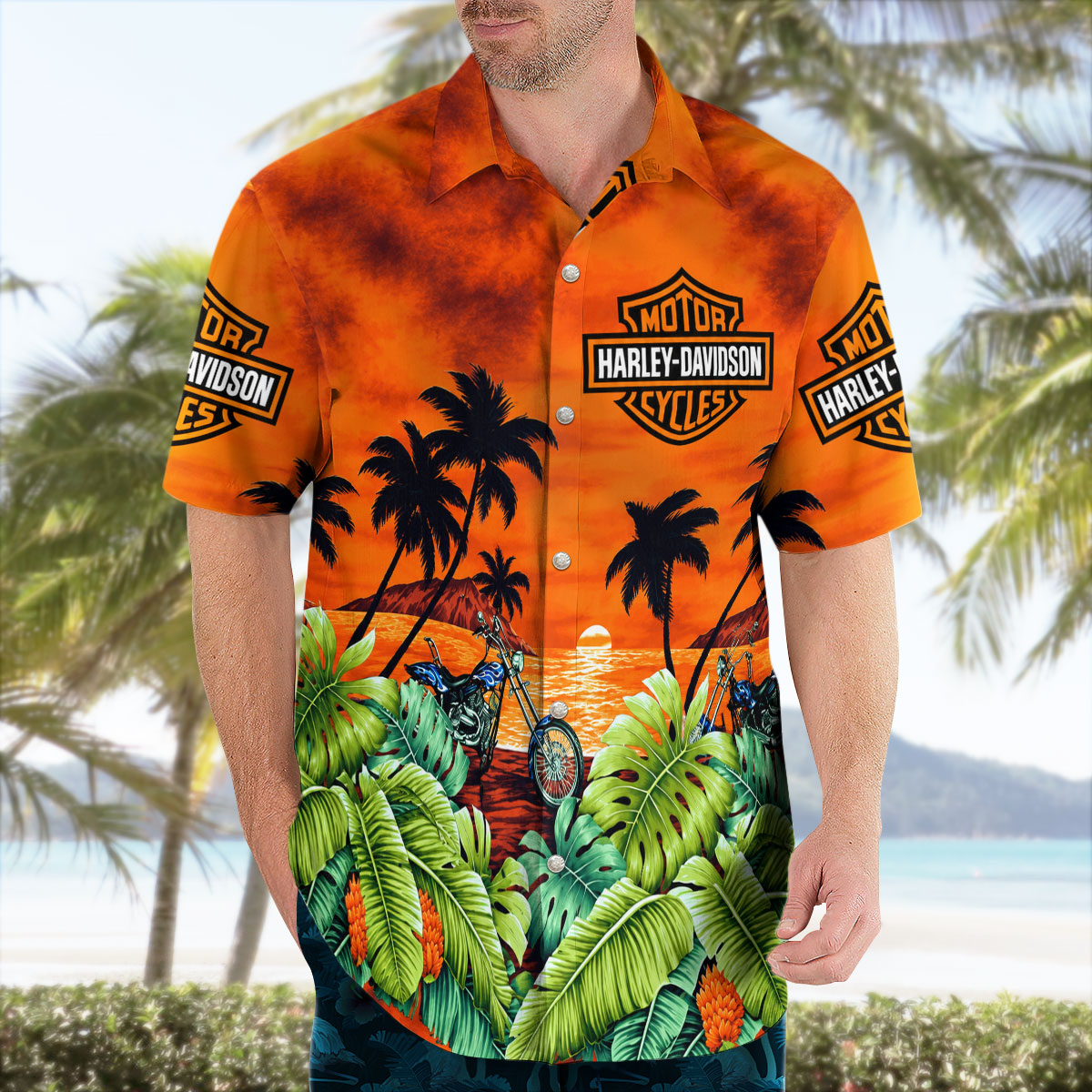 Harley Davidson Motorcycle Sunset Hawaiian Shirt 7 Harley Davidson Motorcycle Sunset Hawaiian Shirt 3