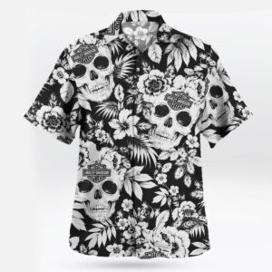 Harley Davidson Skull Floral Hawaiian Shirt