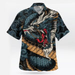 Japanese Blue Dragon Cloud Hawaiian Shirt