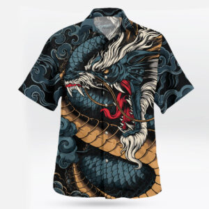 Japanese Blue Dragon Cloud Hawaiian Shirt