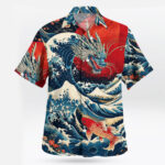 Japanese Dragon Koi Great Wave Hawaiian Shirt