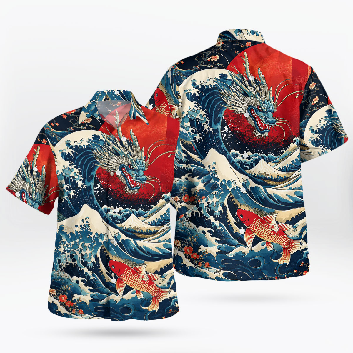 Japanese Dragon Koi Great Wave Hawaiian Shirt 7 Japanese Dragon Koi Great Wave Hawaiian Shirt 3