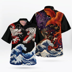 Japanese Dragon Tiger Great Wave Hawaiian Shirt