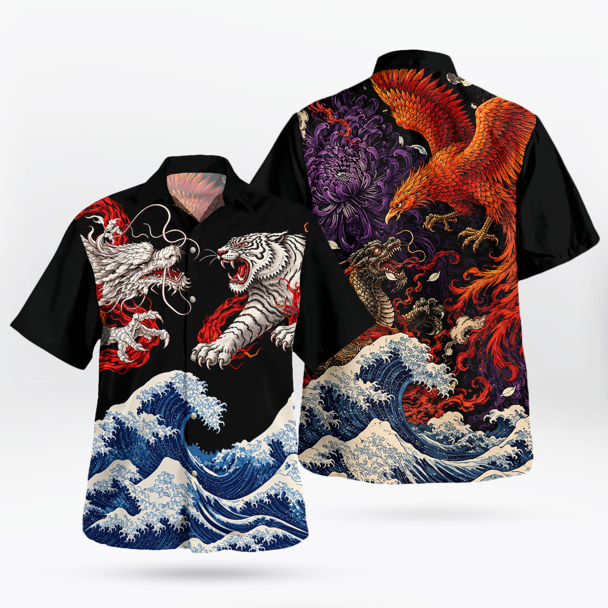 Japanese Dragon Tiger Great Wave Hawaiian Shirt 7 Japanese Dragon Tiger Great Wave Hawaiian Shirt 2