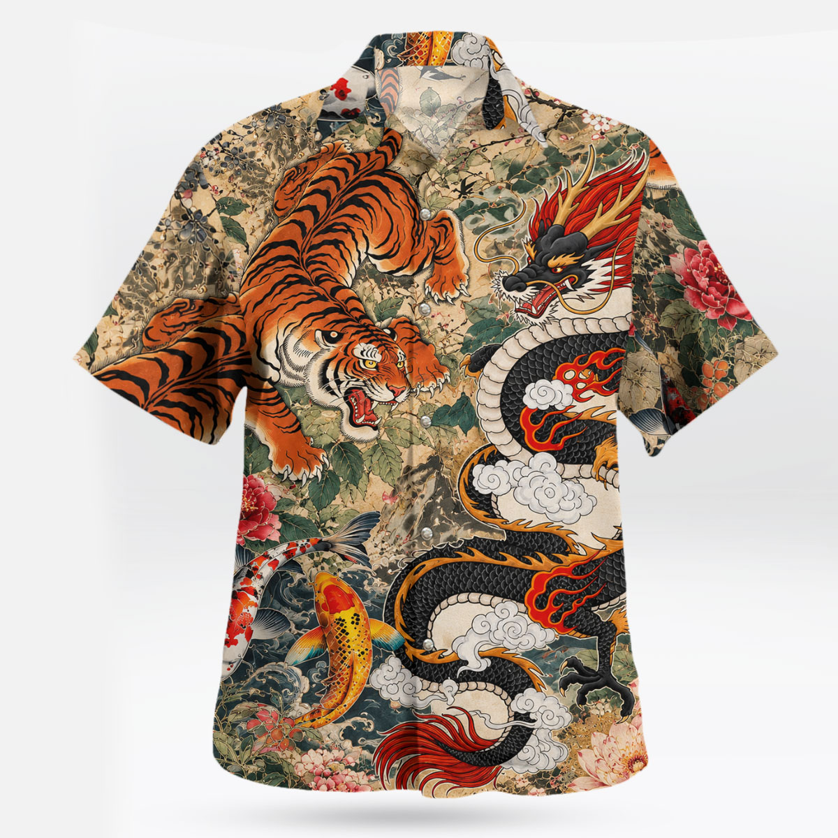 Japanese Dragon Tiger Koi Floral Hawaiian Shirt 7 Japanese Dragon Tiger Koi Floral Hawaiian Shirt 2