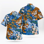 Japanese Tiger Blue Ocean Sakura Hawaiian Shirt