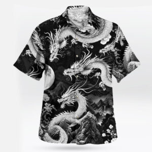 Japanese White Dragon Moon Hawaiian Shirt
