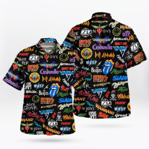 80s Rock Band Logo Heavy Metal Hawaiian Shirt 3