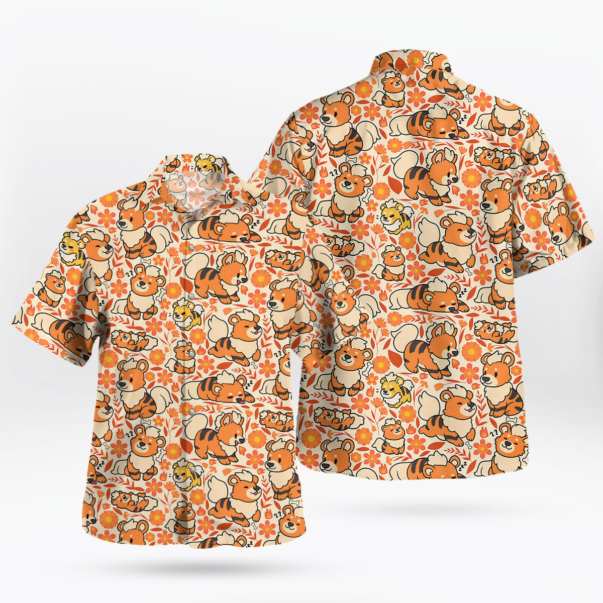 Cute Growlithe Floral Pokemon Hawaiian Shirt 5 Cute Growlithe Floral Pokemon Hawaiian Shirt 1