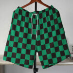 Demon Slayer Tanjiro Kamado Green Checkered Shorts