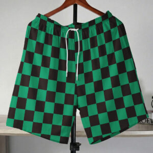 Demon Slayer Tanjiro Kamado Green Checkered Shorts