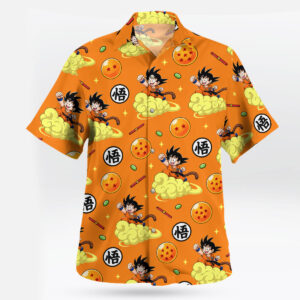 Dragon Ball Kid Goku Flying Nimbus Orange Hawaiian Shirt