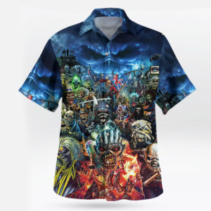 Iron Maiden Eddie Through the Ages Blue Hawaiian Shirt